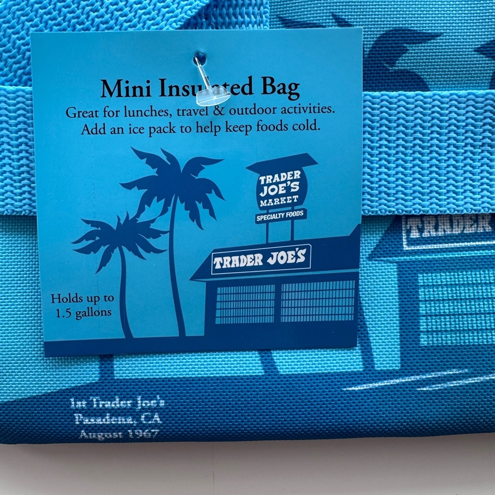 NWT Trader Joe's Turquoise Blue and Lime Green Mini Insulated Bag - Picture 6 of 7